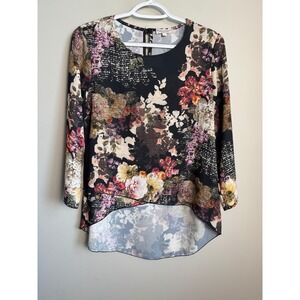 Marisa & Marie Floral High Low Blouse Small Boho Romantic Cottagecore Whimsigoth